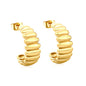 Wholesale 18K Gold Plated Wide Spiral Hoop Earrings Textured Coil Industrial VintageHigh-resolution on white background