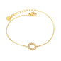 Wholesale 304L Stainless Steel Gold Sunflower Bracelet CZ Pendant O-Chain 17+3cm