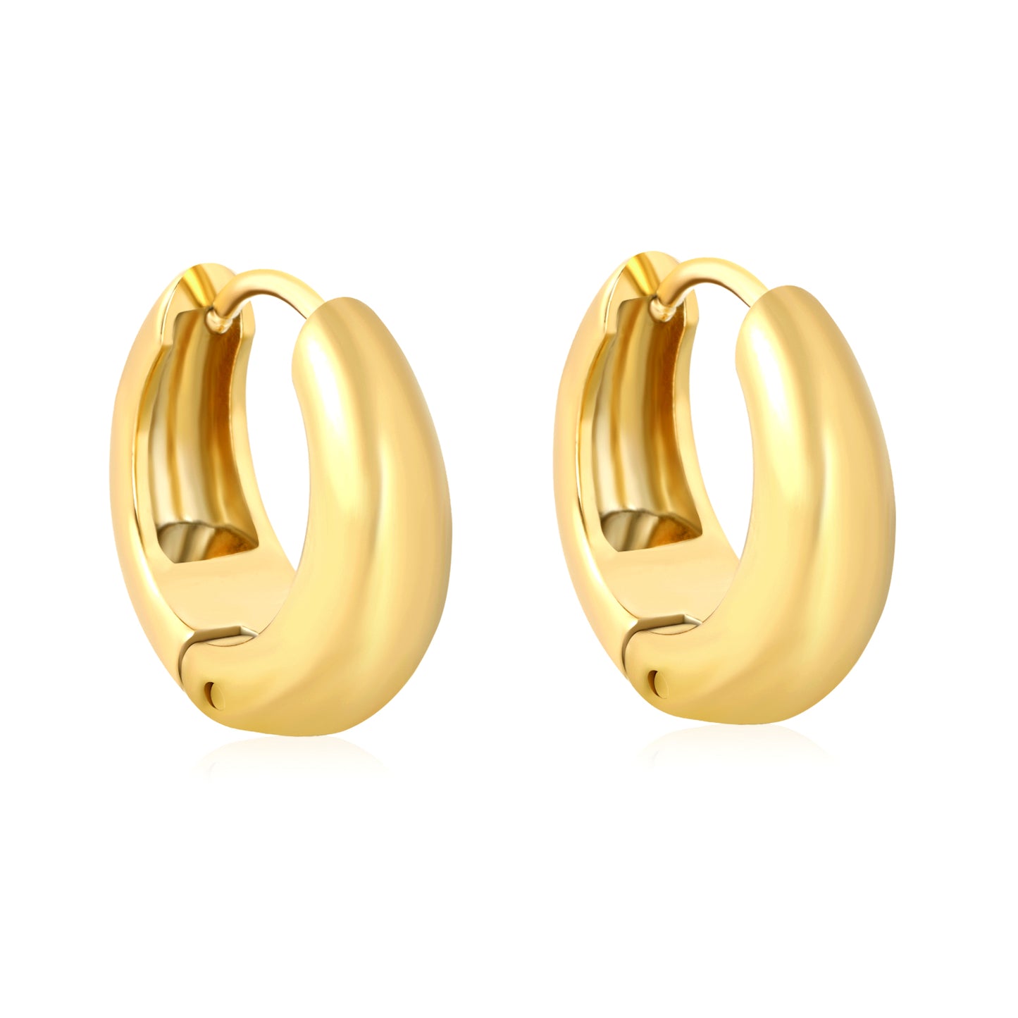 Wholesale Chunky Dome Hoop Earrings PVD Gold Two-Tone Minimalist WaterproofHigh-resolution on white background