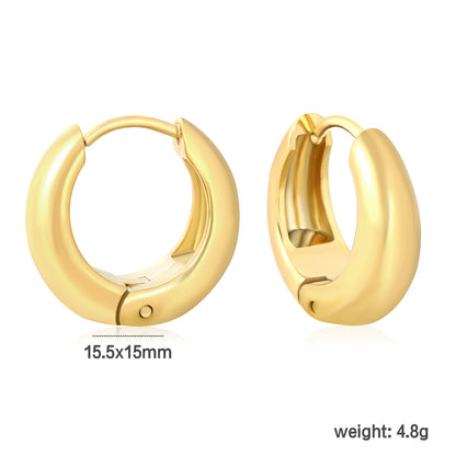 Wholesale Chunky Dome Hoop Earrings PVD Gold Two-Tone Minimalist Waterproofdimension diagram with measurements