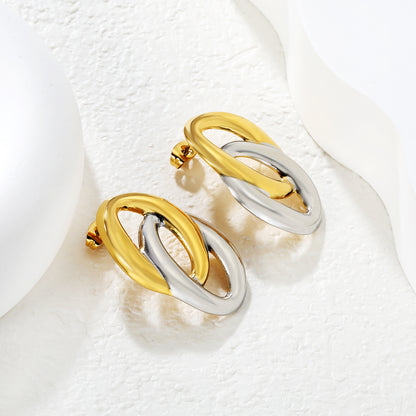 Wholesale Interlocking Hoop Earrings Two-Tone Gold & Silver - Jacey JewelryHigh-resolution Lifestyle Photos