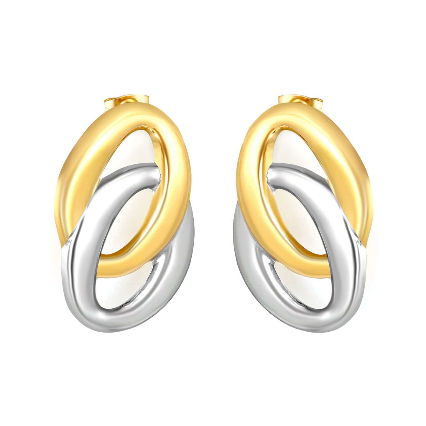 Wholesale Interlocking Hoop Earrings Two-Tone Gold & Silver - Jacey JewelryHigh-resolution on white background