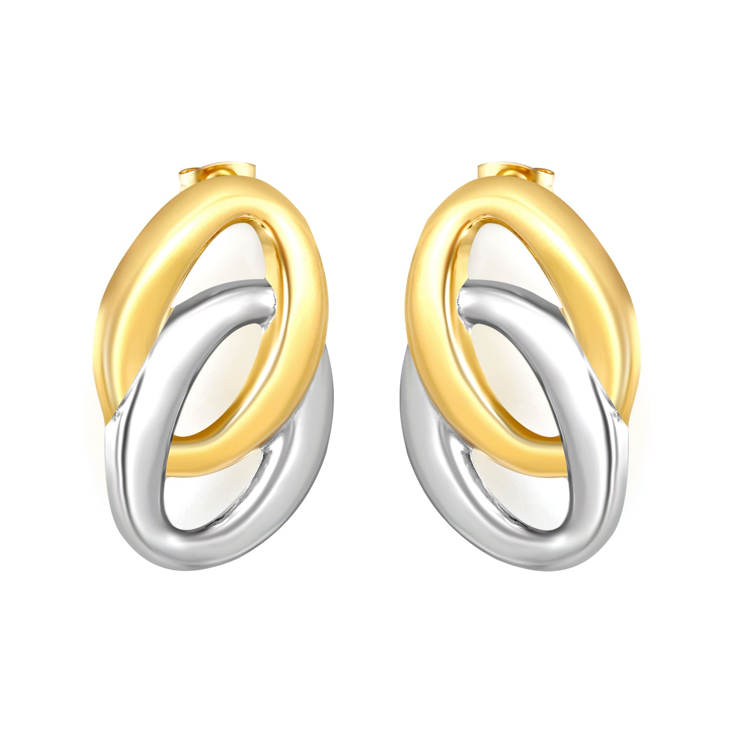 Wholesale Interlocking Hoop Earrings Two-Tone Gold & Silver - Jacey JewelryHigh-resolution on white background
