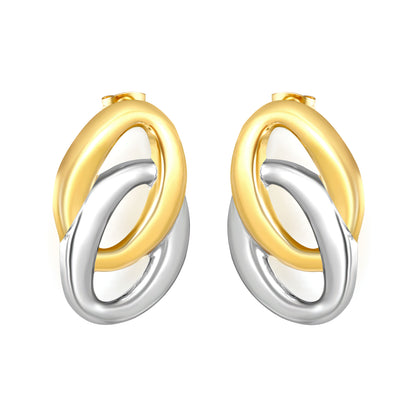 Wholesale Interlocking Hoop Earrings Two-Tone Gold & Silver - Jacey JewelryHigh-resolution on white background
