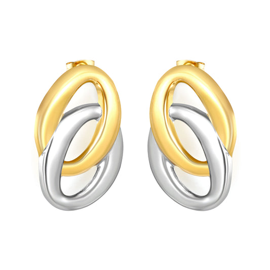 Wholesale Interlocking Hoop Earrings Two-Tone Gold & Silver - Jacey JewelryHigh-resolution on white background