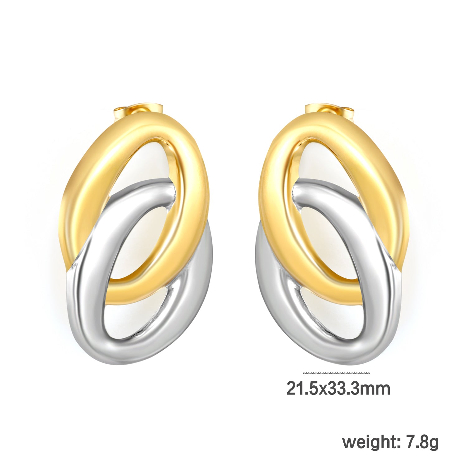 Wholesale Interlocking Hoop Earrings Two-Tone Gold & Silver - Jacey Jewelrydimension diagram with measurements