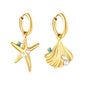 Wholesale Ocean Star Earrings 18K Gold Plated with Pearl & Zircon - Jacey JewelryHigh-resolution on white background