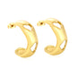 Wholesale Openwork C Hoop Earrings PVD Gold Geometric Design - Jacey JewelryHigh-resolution on white background
