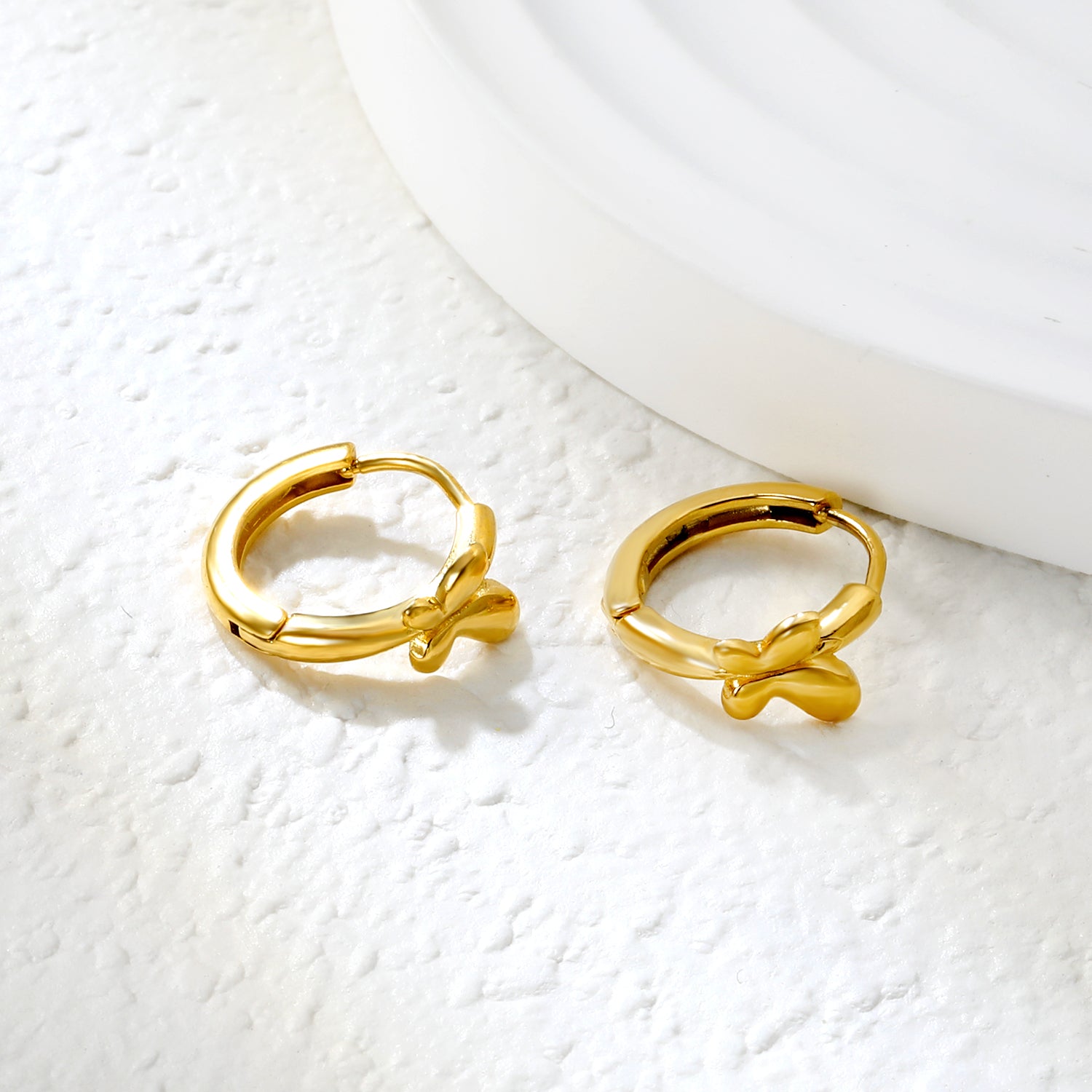 Wholesale Stainless Steel 18K Gold Plated 18K Gold Plated Glossy Butterfly EarringsHigh-resolution Lifestyle Photos