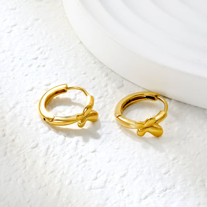 Wholesale Stainless Steel 18K Gold Plated 18K Gold Plated Glossy Butterfly EarringsHigh-resolution Lifestyle Photos
