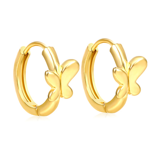 Wholesale Stainless Steel 18K Gold Plated 18K Gold Plated Glossy Butterfly EarringsHigh-resolution on white background