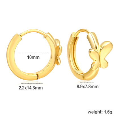 Wholesale Stainless Steel 18K Gold Plated 18K Gold Plated Glossy Butterfly Earringsdimension diagram with measurements