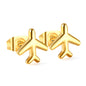 Wholesale Stainless Steel 18K Gold Plated Airplane Plain Pin EarringsHigh-resolution on white background