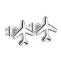 Wholesale Stainless Steel 18K Gold Plated Airplane Plain Pin EarringsHigh-resolution on white background_silver