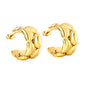 Wholesale Stainless Steel 18K Gold Plated C Shape Connected Heart Stud EarringsHigh-resolution on white background