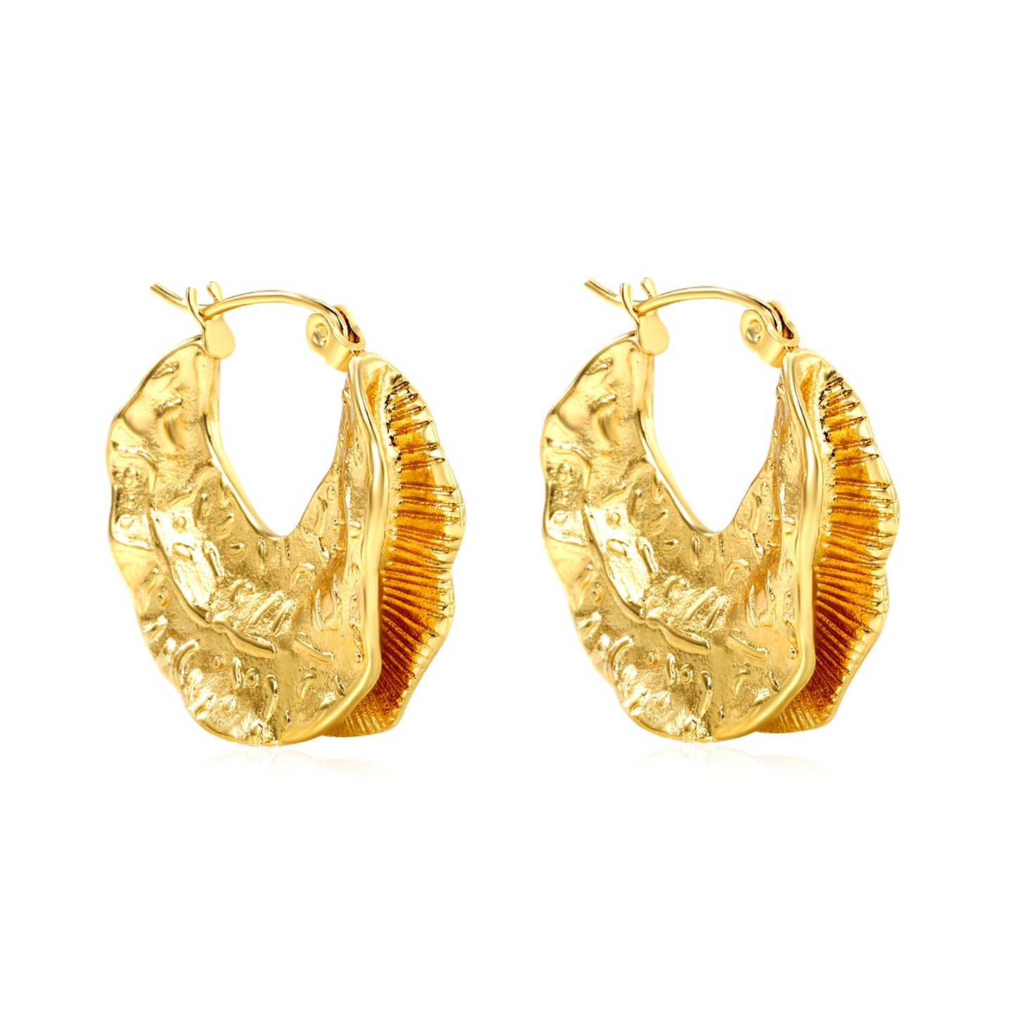 Wholesale Stainless Steel 18K Gold Plated Cast Maple Leaf Stud EarringsHigh-resolution on white background
