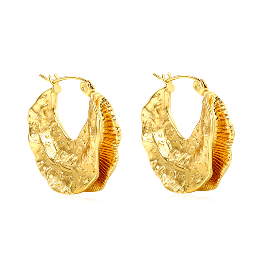 Wholesale Stainless Steel 18K Gold Plated Cast Maple Leaf Stud EarringsHigh-resolution on white background