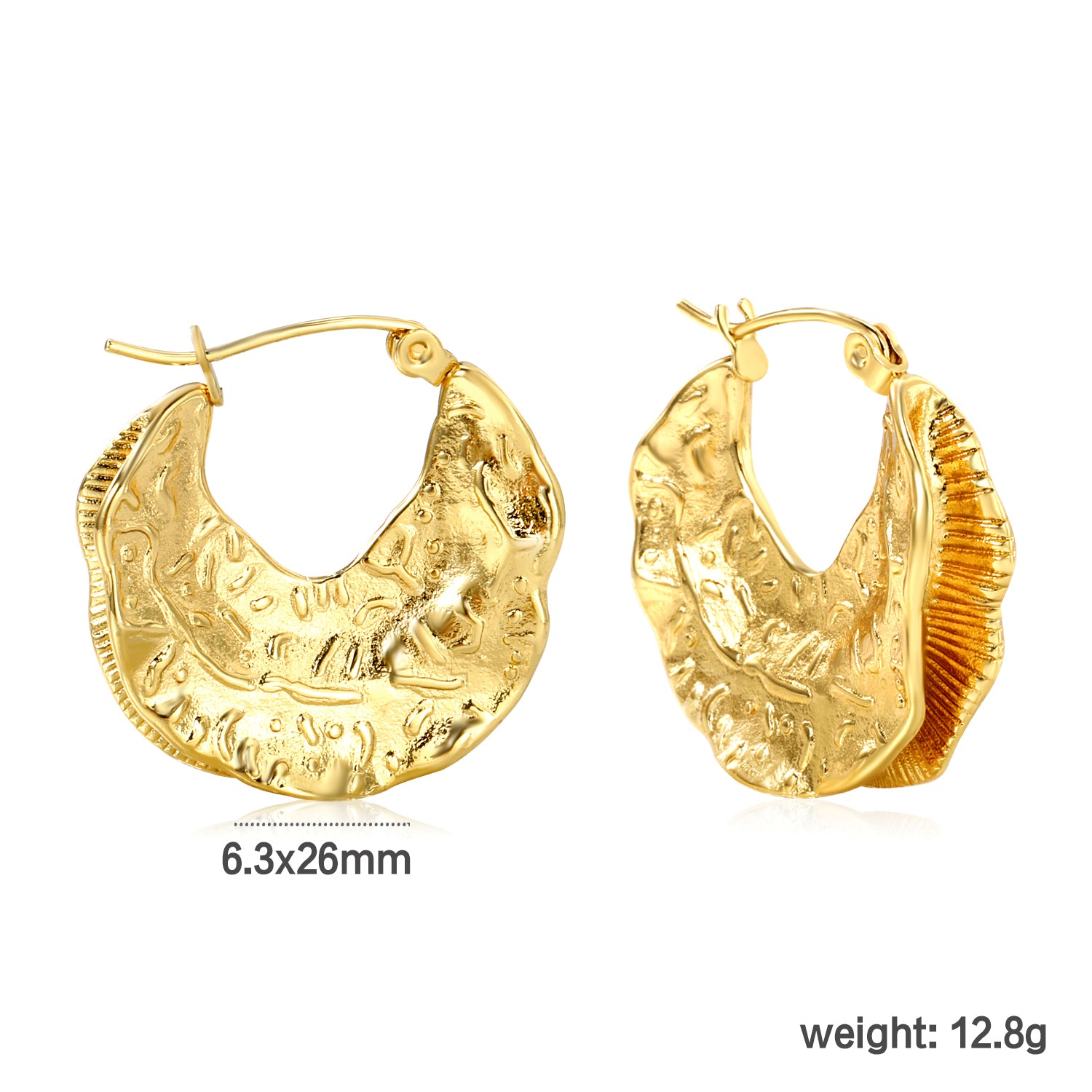 Wholesale Stainless Steel 18K Gold Plated Cast Maple Leaf Stud Earringsdimension diagram with measurements