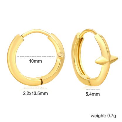 Wholesale Stainless Steel 18K Gold Plated Crucifix Star Mantle Glossy Earringsdimension diagram with measurements