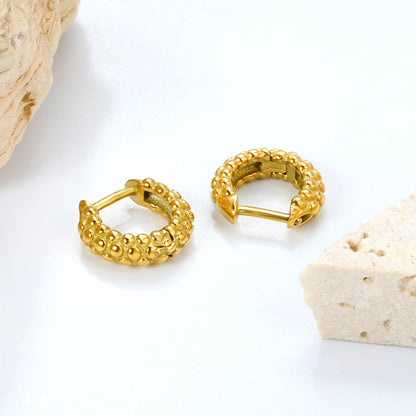 Wholesale Stainless Steel 18K Gold Plated Dimpled Round Stud EarringsHigh-resolution Lifestyle Photos