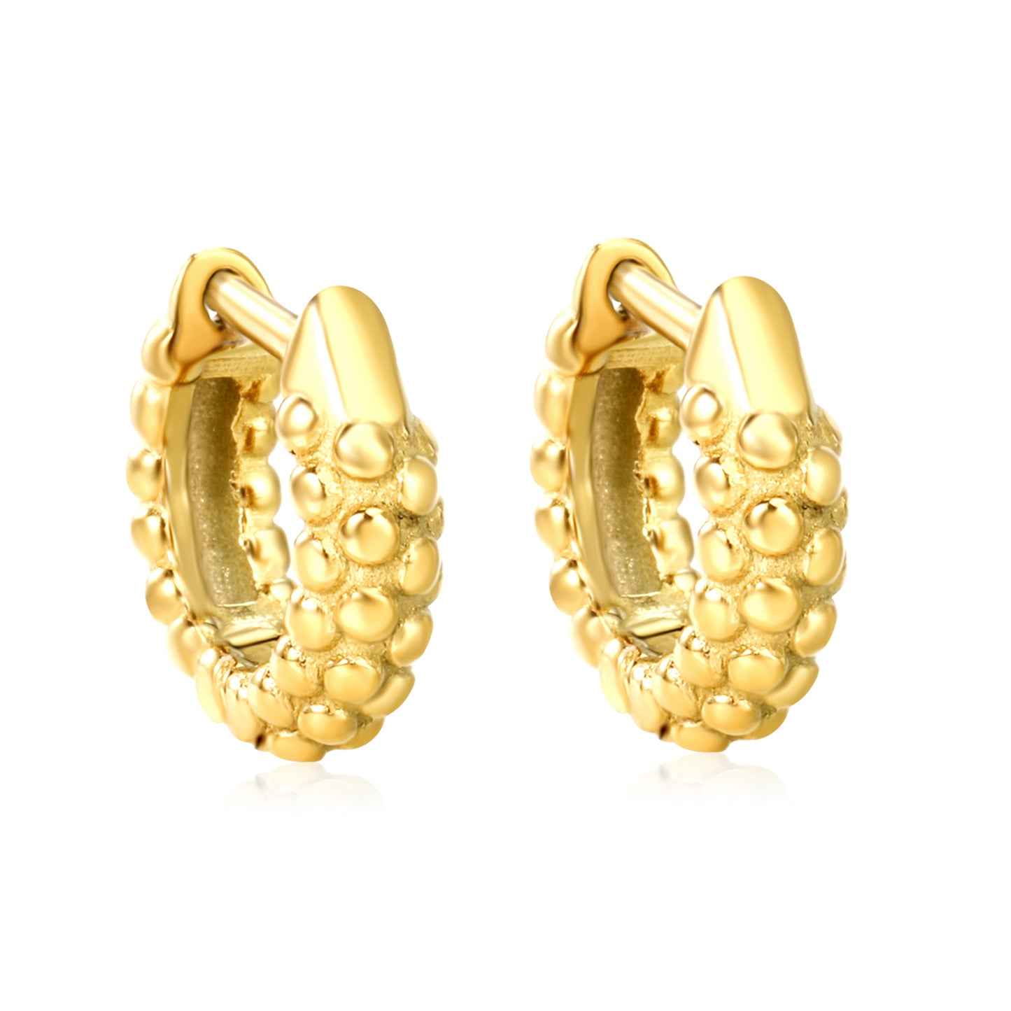 Wholesale Stainless Steel 18K Gold Plated Dimpled Round Stud EarringsHigh-resolution on white background