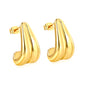 Wholesale Stainless Steel 18K Gold Plated Glossy Double Wire Hook Stud EarringsHigh-resolution on white background