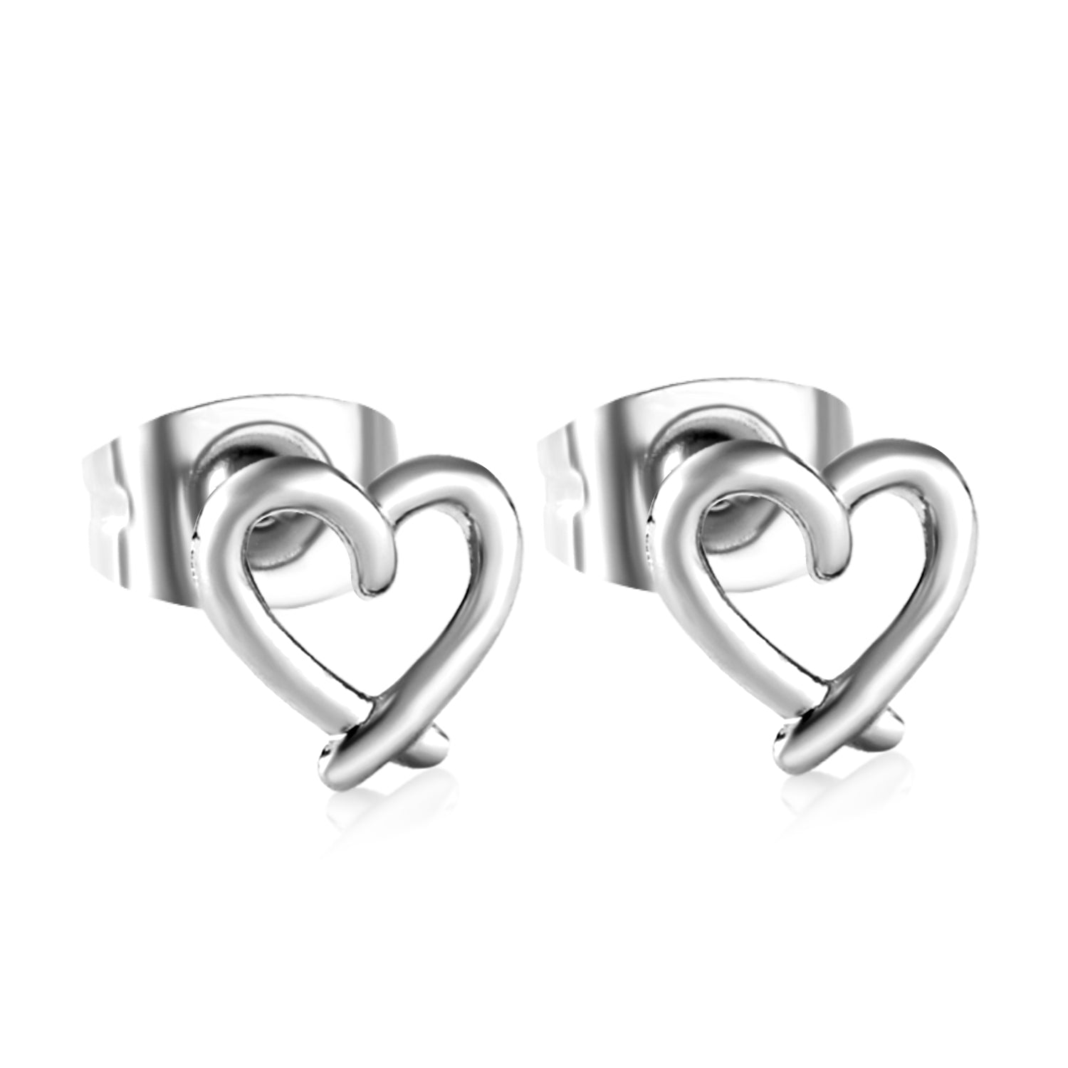 Wholesale Stainless Steel 18K Gold Plated Heart Shape Openwork Plain Pin EarringsHigh-resolution on white background_silver