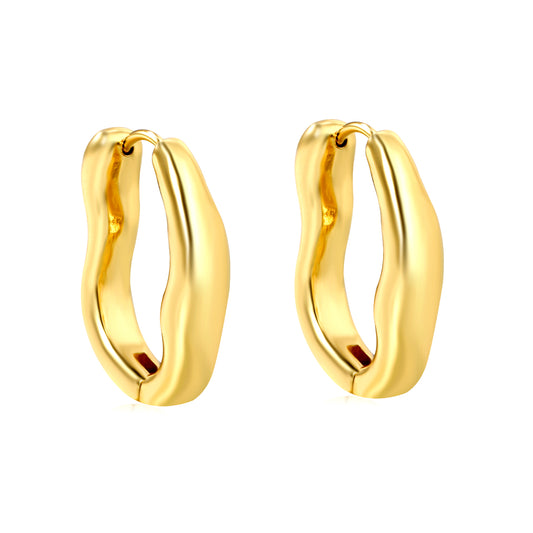 Wholesale Stainless Steel 18K Gold Plated Irregular Solid U Shape Stud EarringsHigh-resolution on white background