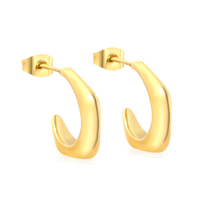 Wholesale Stainless Steel 18K Gold Plated Open Pentagon Stud EarringsHigh-resolution on white background