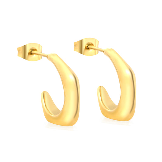 Wholesale Stainless Steel 18K Gold Plated Open Pentagon Stud EarringsHigh-resolution on white background