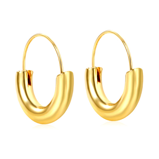 Wholesale Stainless Steel 18K Gold Plated Semi-circular Pendant Stud EarringsHigh-resolution on white background