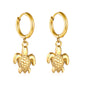 Wholesale Stainless Steel Botanical Turtle Charm Hoop EarringsHigh-resolution on white background
