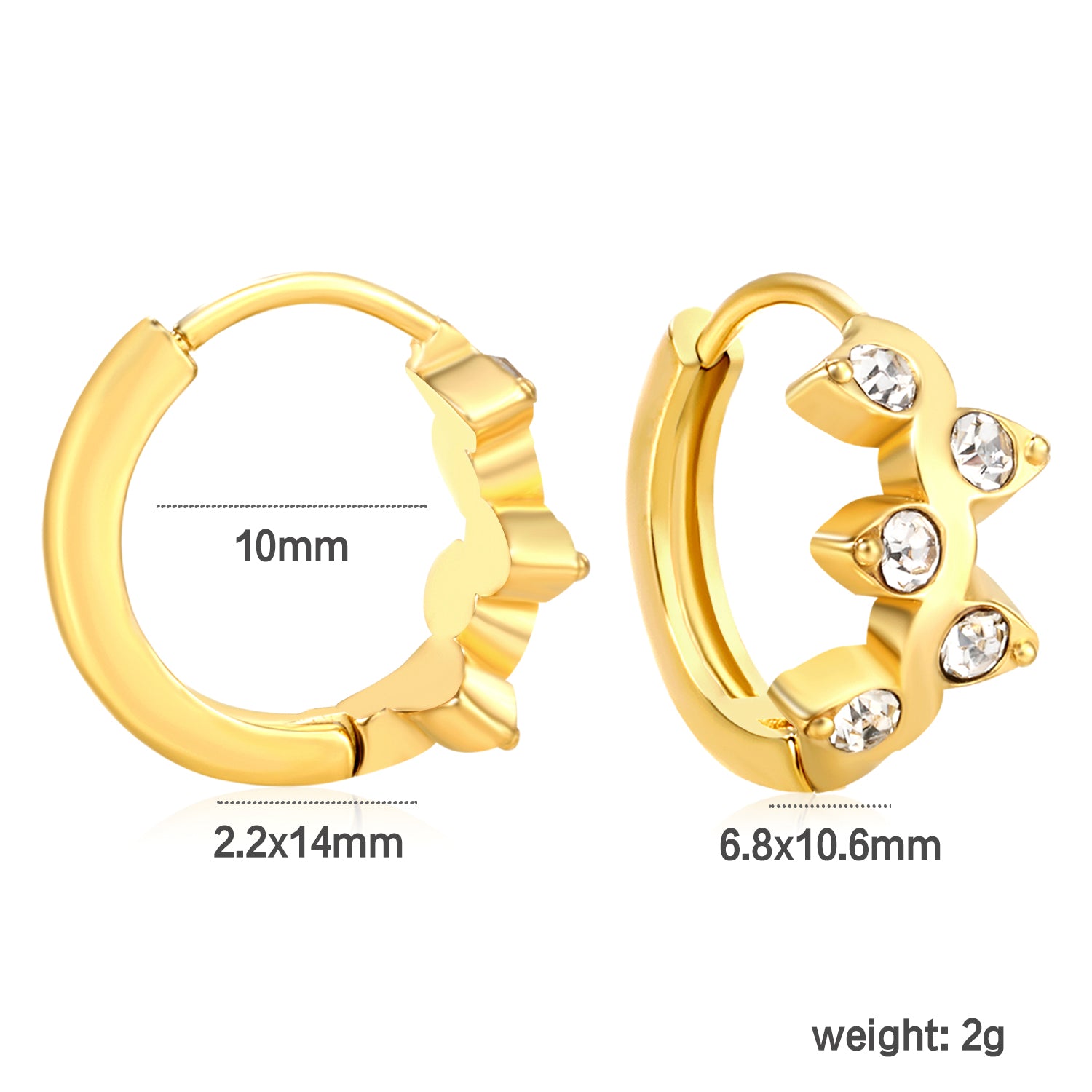 Wholesale Stainless Steel Botanical Vine CZ Hoop Earringsdimension diagram with measurements