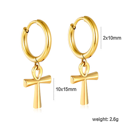 Wholesale Stainless Steel Contemporary Enamel Cross Hoop Earringsdimension diagram with measurements