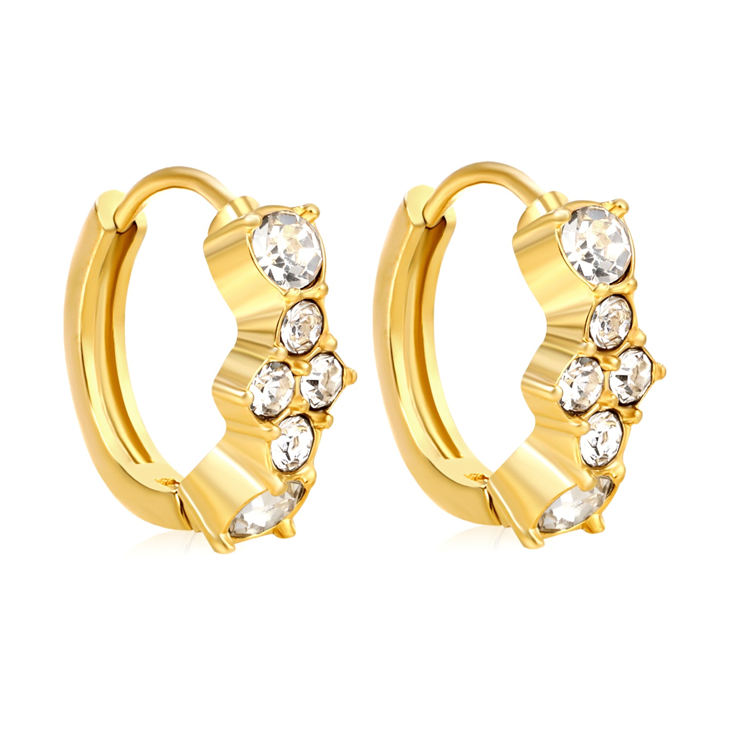 Wholesale Stainless Steel Geometric Six-Piece Round Zircon Hoop EarringsHigh-resolution on white background