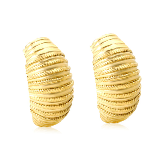 Wholesale Stainless Steel Luxe Arched Twisted Texture StudsHigh-resolution on white background