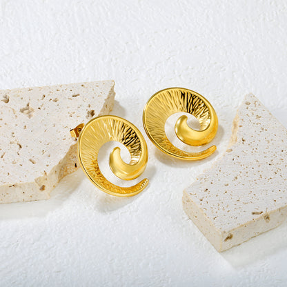 Wholesale Stainless Steel Luxe Spiral Ram Horn Stud EarringsHigh-resolution Lifestyle Photos