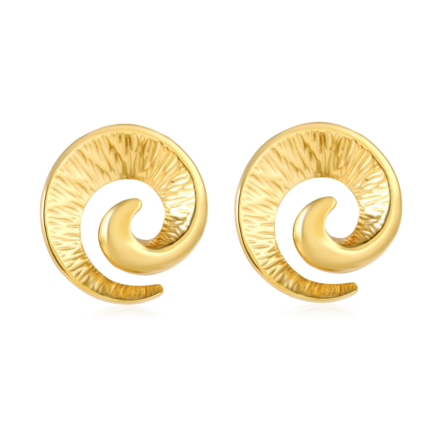 Wholesale Stainless Steel Luxe Spiral Ram Horn Stud EarringsHigh-resolution on white background