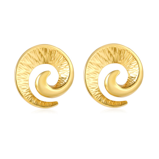 Wholesale Stainless Steel Luxe Spiral Ram Horn Stud EarringsHigh-resolution on white background