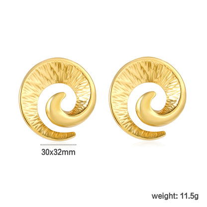 Wholesale Stainless Steel Luxe Spiral Ram Horn Stud Earringsdimension diagram with measurements