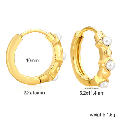 Wholesale Stainless Steel Modern Rhombus and Pearl Hoop Earringsdimension diagram with measurements_pearl