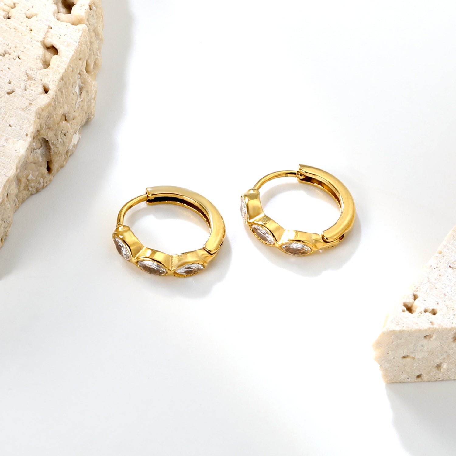 Wholesale Stainless Steel Natural Oval Zircon Hoop EarringsHigh-resolution Lifestyle Photos