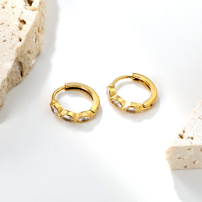 Wholesale Stainless Steel Natural Oval Zircon Hoop EarringsHigh-resolution Lifestyle Photos