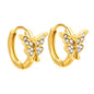 Wholesale Stainless Steel Romantic Butterfly Zircon Hoop EarringsHigh-resolution on white background
