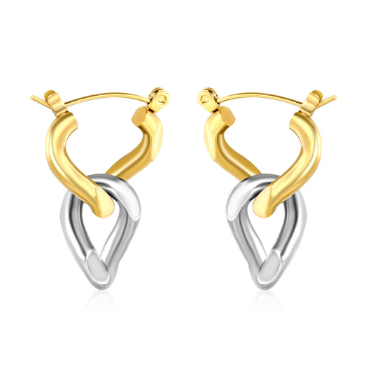 Wholesale Two-Tone Hoop Earrings Gold and Silver Interwoven Design Light LuxuryHigh-resolution on white background