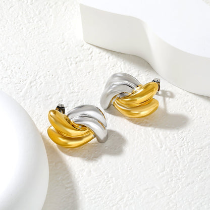 Wholesale Two-Tone Hoop Earrings Silver & Gold Minimalist - Jacey JewelryClose-up of the light-colored ambiance