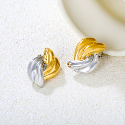 Wholesale Two-Tone Hoop Earrings Silver & Gold Minimalist - Jacey JewelryHigh-resolution Lifestyle Photos