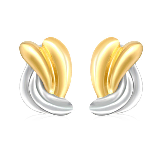 Wholesale Two-Tone Hoop Earrings Silver & Gold Minimalist - Jacey JewelryHigh-resolution on white background