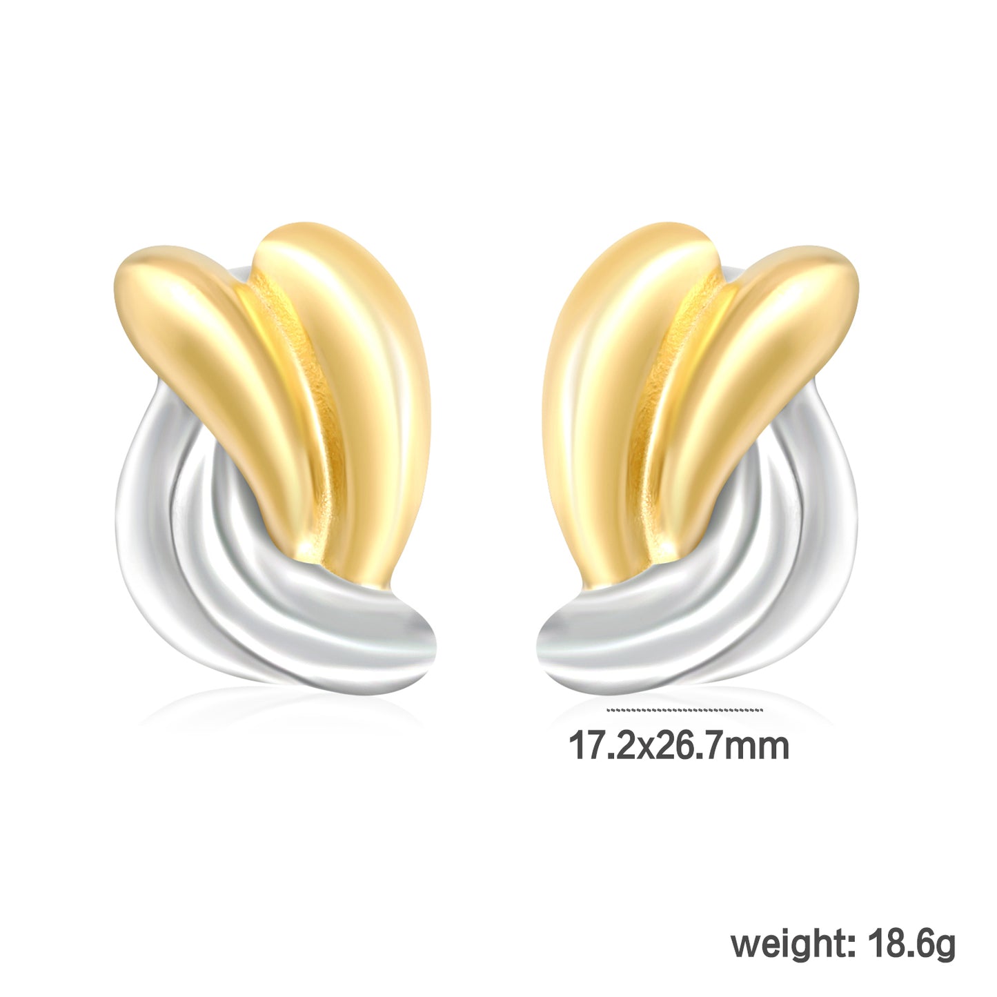 Wholesale Two-Tone Hoop Earrings Silver & Gold Minimalist - Jacey Jewelrydimension diagram with measurements