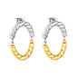 Wholesale Two-Tone Woven Hoop Earrings Gold and Silver Braid Industrial LuxuryHigh-resolution on white background